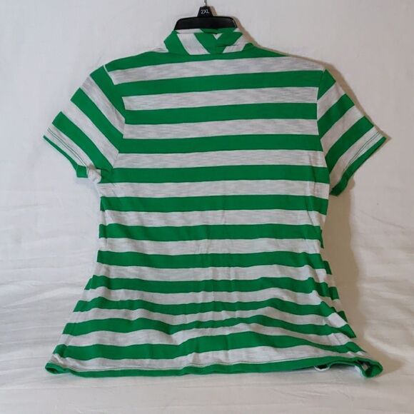 Allison Brittney Green & Gray Striped Layered Top Size S - Picture 5 of 7